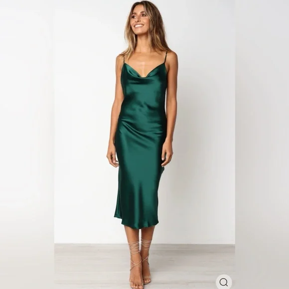 Petal & Pup Persia Midi Dress|Rust|Size 10|Wedding Guest Dress|Satin|NWT - Picture 7 of 8